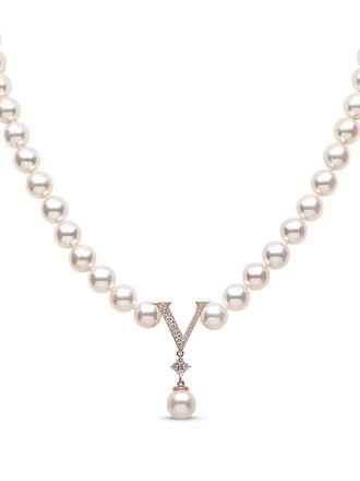 Yoko London Collana in oro rosa 18 carati con diamanti e perle Akoya