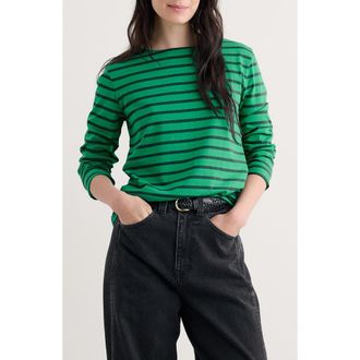 Seasalt Cornwall Sailor Stripe Organic Cotton Top in Breton Glade at Nordstrom Rack, Size 14 Us / 18 Uk