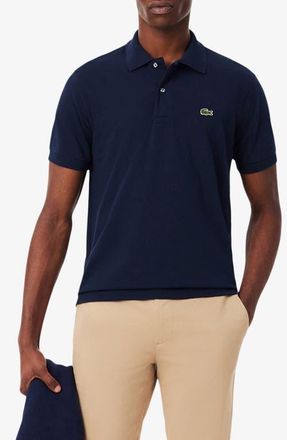 Lacoste Essentials Classic Fit Cotton Blend Piqu&eacute; Polo in Navy Blue at Nordstrom, Size 3