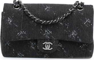 Chanel Borsa a spalla in denim Double Flap media 2015-2000 - Nero