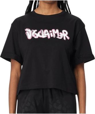 Disclaimer Crop Jersey Top Urban Style - Dames - T-shirts - Zwart - L - Katoen - Tops