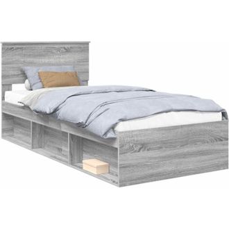 vidaXL Estructura De Cama Con Cabecera Gris Sonoma 90 X 190 Cm Vidaxl
