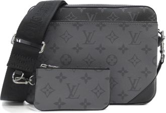 Louis Vuitton Black Gris Coated Canvas Pouch Shoulder Bag (Pre-Owned)