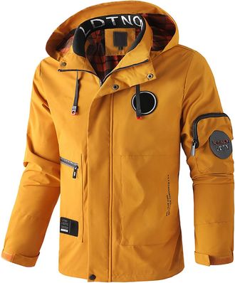 Generic Mens Waterproof Jackets Fleece Lined Thick Warm Jacket Windproof Windbreaker with Hood Smart Casual Spring Jackets for Men UK Heavy Classic Comfy Over