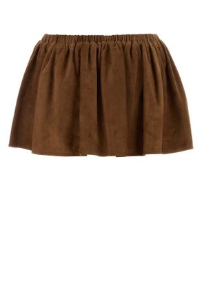 Miu Miu Womens Camel Suede Mini Skirt Brandy Gonne