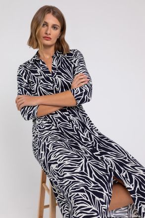 Roman Animal Print Collared Midi Dress