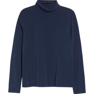 St. John The Nuda Jersey Turtleneck Top in Midnight at Nordstrom, Size X-Small