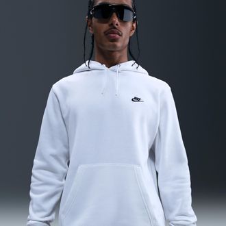 Nike Mens Club Pullover Fleece Hoodie in White | FN3859-100