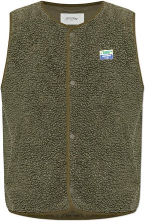 American Vintage Harig vest met logopatch - Heren - Bodywarmers - Groen - S - Nepbont - Jassen