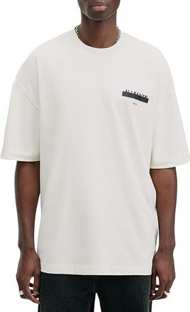 AllSaints Redact Short Sleeve Crew Mens T Shirt Ashen White 1 : 2XL, Cotton