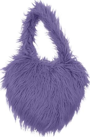 Generic Peach Heart Shaped Shoulder Bag For Women Cute Wool Beach Crossbody Purse With Adjustable Strap (Purple, One Size)