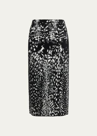 Tom Ford Lynx Jacquard Compact Velvet Knit Pencil Skirt