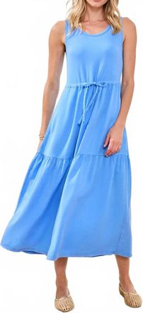 Tribal Mixmedia Sleeveless Boatneck Dress In Sky
