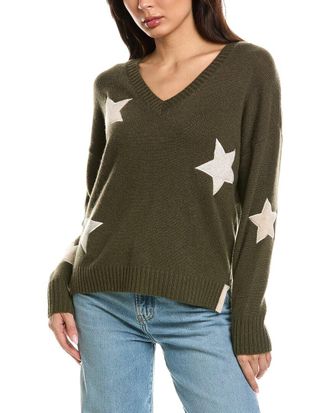 Brodie Perrie Patch Star V-Neck Cashmere Sweater