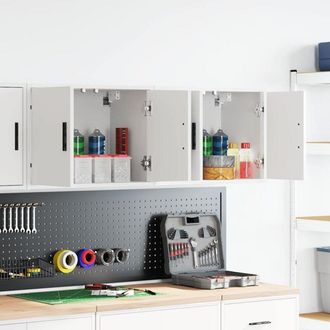 vidaXL Pensili per Garage 2 pz Bianco in Legno Multistrato - Vidaxl