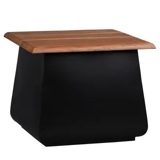 WOMO-DESIGN Womo-design - Mesa Auxiliar De Sal&oacute;n Sheffield 50x40x50 Cm Rectangular Madera De Acacia Negro-natural Mueble Hecho A Mano Tablero De Flores Mesita De 