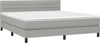 vidaXL Cama Box Spring Colch&oacute;n Y Luces Led Tela Gris Claro 160x200 Cm Vidaxl