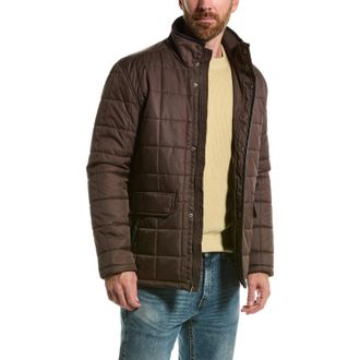 Cole Haan Box Quilted Jacket Men Wren Snap Button Full Zip Outdoor FROG3