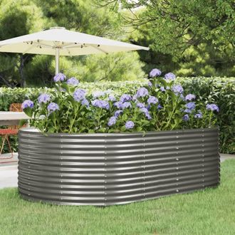 Berkfield Home Garden Raised Bed Grey 212x140x68 cm Powder-coated Steel | Size: 212 x 140 x 68 cm
