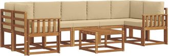 vidaXL Conjunto De Sof&aacute;s De Exterior 8 Uds. Natural Y Beige Vidaxl