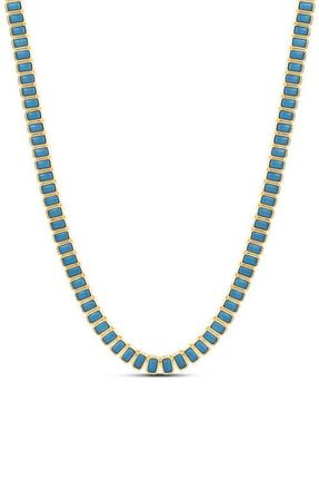 SHYMI Emerald Cut Simulated Turquoise Tennis Necklace in Gold/turq at Nordstrom