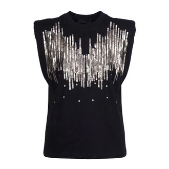 Souvenir Sleeveless Tops, female, Black, Size: XS Sequin T-shirt