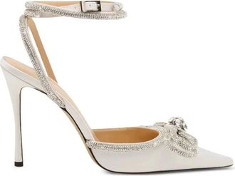 Mach & Mach Double Bow Satin Pumps - Dames - Pumps - Wit - 40 EU - Satijn - Schoenen