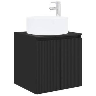 vidaXL Vanidad De Lavabo Montada En La Pared Negro Vidaxl