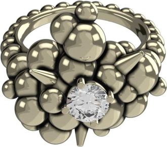 John Richmond Ring met puntige parelsferen en gouden diamant - Dames - Ringen - Bruin - ONE Size - Accessoires