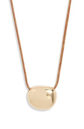Nordstrom Polished Orb Cord Necklace in Brown- Gold at Nordstrom