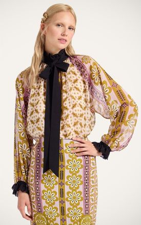 La DoubleJ Cerere Blouse Plac&eacute;e in Pagoda Plac&eacute;e Pink at Nordstrom, Size X-Large