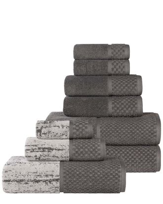 Superior Lodie Cotton Plush Jacquard Solid & Two-Toned 9Pc Towel Set