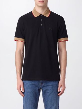 Burberry Polo in cotone piqu&eacute; con profili a contrasto e logo Equestrian Knight