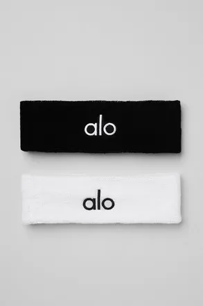 Alo | Glow Sweatband (2-Pack) in Black/White
