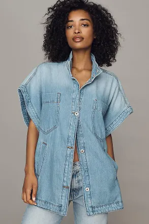Pilcro Washed Cotton Blend Oversized Cape Jacket