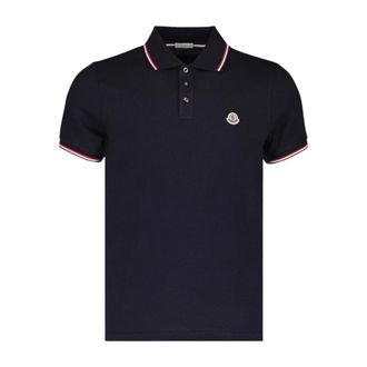 Moncler Polo in Piqu&eacute; - - Tops - Uomo - Blu - S