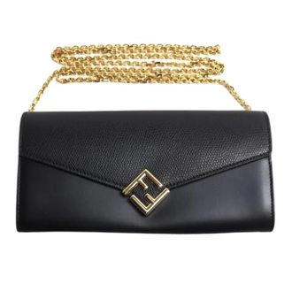 Fendi Pre-owned Cross Body Bags, female, Black, Size: ONE SIZE Pre-owned FF Diamond Leather Wallet