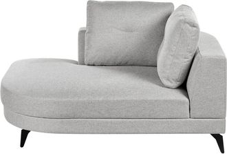 Beliani Chaise Longue Moderna Derecha Tapizado De Lino Sint&eacute;tico Repelente Al Agua Patas De Hierro Negras Con Cojines Gris Marum