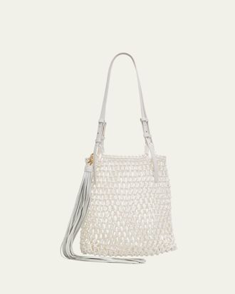 Michael Kors Loli Cotton Macrame Shoulder Bag
