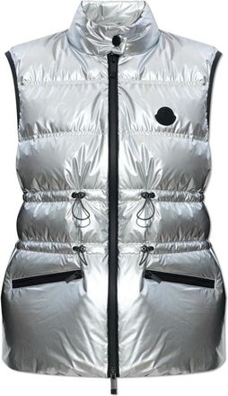 Moncler Pin Down Vest - Dames - Bodywarmers - Grijs - S - Leer - Jassen