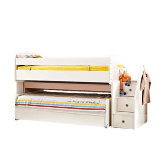 Muemue Cama Midi Con Escritorio Y Caj&oacute;n Blanca 90x200/90x190cm