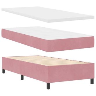 vidaXL Cama Tipo Box Spring Con Colch&oacute;n Rosa 90 X 200 Cm Terciopelo Vidaxl
