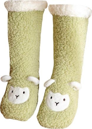 Generic Christmas Slipper Socks Fluffy Socks Women Girls Warm Fleece-Lined Fluffy Sock House Footwear Cozy Non-Slip Bed Stocking with Cute Anima Flexible Colo