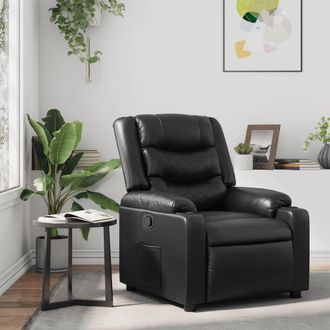 vidaXL Sill&oacute;n Reclinable De Cuero Sint&eacute;tico Negro Vidaxl