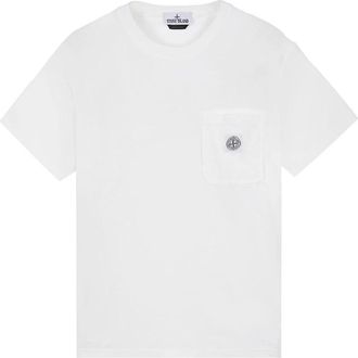 Stone Island Fissato Treatment Tee - Heren - T-shirts - Wit - S - Katoen - Tops