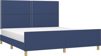 vidaXL Cama Sin Colch&oacute;n Tela Azul 180x200 Cm Vidaxl