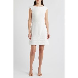 Eliza J Cap Sleeve Soutache Sheath Dress in Ivory at Nordstrom, Size 14