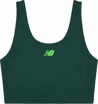 New Balance Womens Cropped Tank Bra In Dark Green