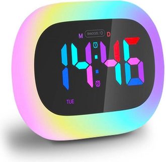 OEM Lampe De Nuit En Silicone - Horloge Led Digitale - Affichage Temperature Ambiante - Eclairage Rgb Tactile - 1 Unite