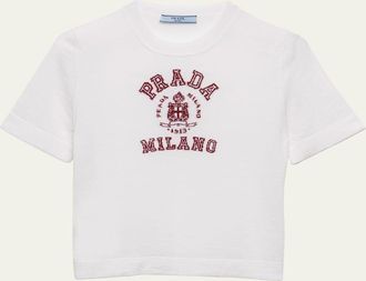 Prada Intarsia Logo Short-Sleeve Cashmere Tee